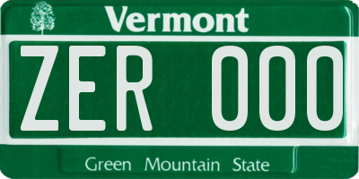 VT license plate ZER000