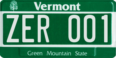 VT license plate ZER001