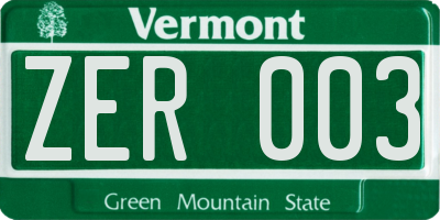 VT license plate ZER003