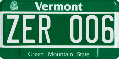 VT license plate ZER006