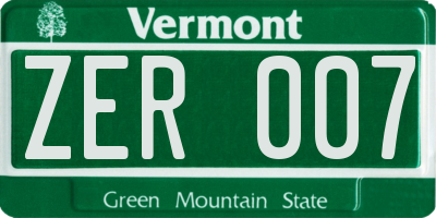 VT license plate ZER007
