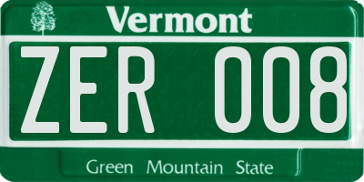 VT license plate ZER008