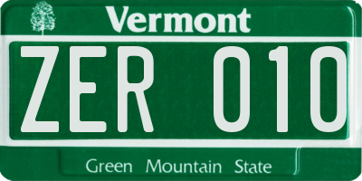 VT license plate ZER010