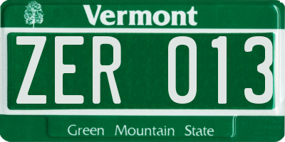VT license plate ZER013
