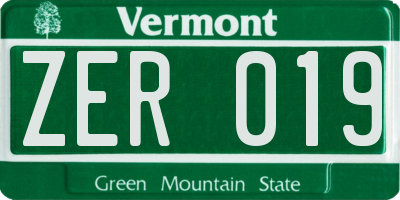 VT license plate ZER019