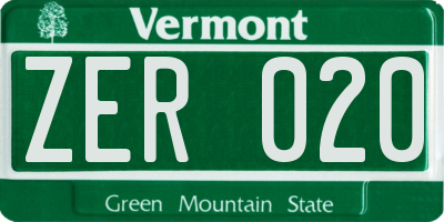 VT license plate ZER020