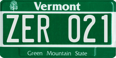 VT license plate ZER021