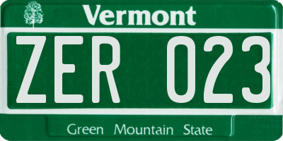 VT license plate ZER023