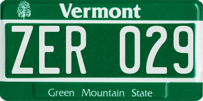 VT license plate ZER029