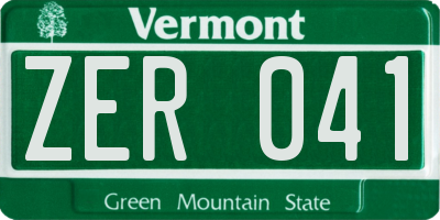 VT license plate ZER041