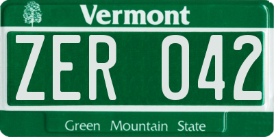 VT license plate ZER042