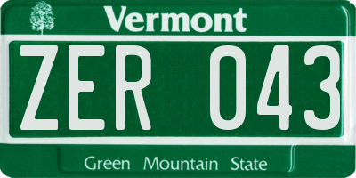 VT license plate ZER043