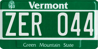 VT license plate ZER044