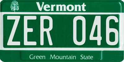 VT license plate ZER046