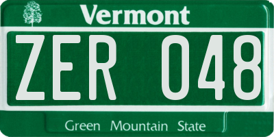VT license plate ZER048