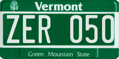 VT license plate ZER050