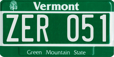 VT license plate ZER051