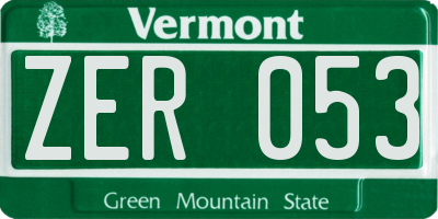 VT license plate ZER053