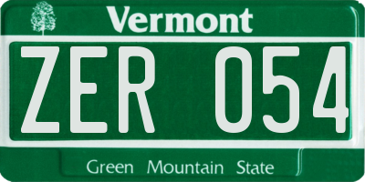 VT license plate ZER054