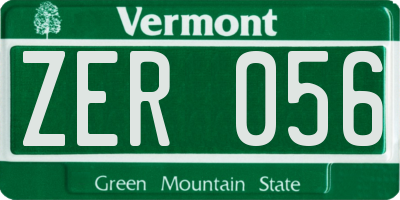 VT license plate ZER056