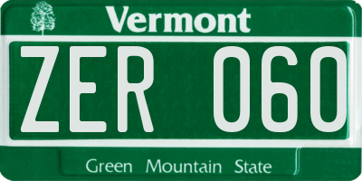 VT license plate ZER060