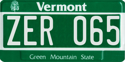 VT license plate ZER065