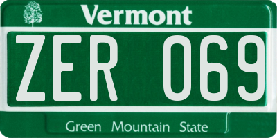 VT license plate ZER069