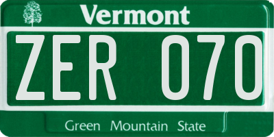 VT license plate ZER070