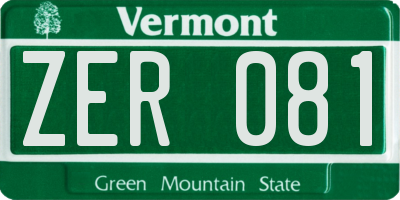VT license plate ZER081
