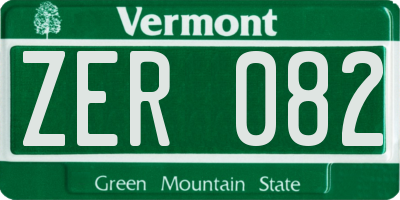 VT license plate ZER082