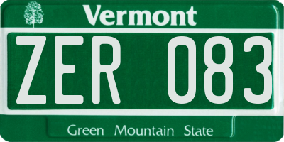 VT license plate ZER083