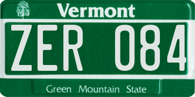 VT license plate ZER084