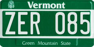 VT license plate ZER085