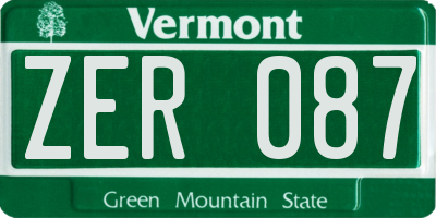 VT license plate ZER087