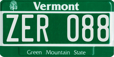 VT license plate ZER088