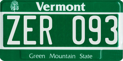 VT license plate ZER093