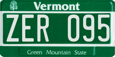 VT license plate ZER095