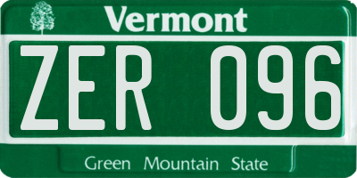 VT license plate ZER096