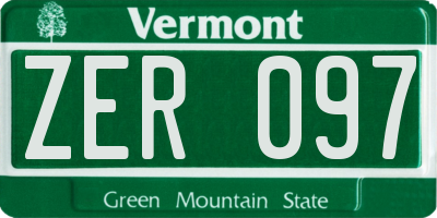 VT license plate ZER097