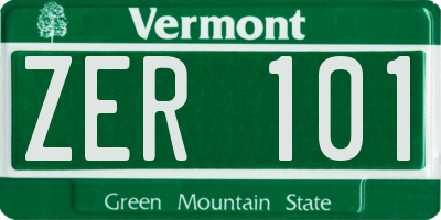 VT license plate ZER101