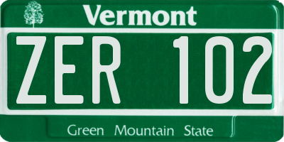 VT license plate ZER102