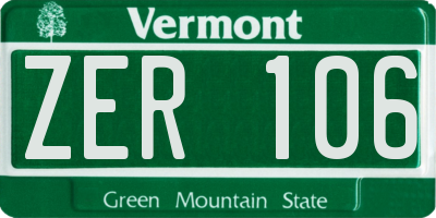 VT license plate ZER106