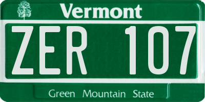 VT license plate ZER107