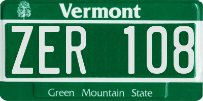 VT license plate ZER108