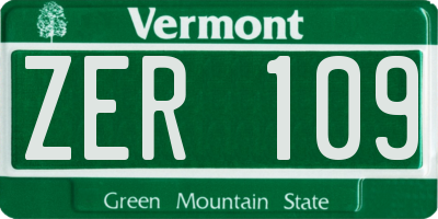 VT license plate ZER109
