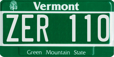 VT license plate ZER110