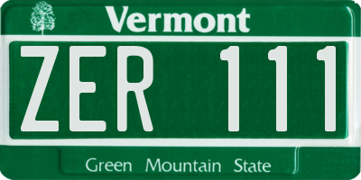 VT license plate ZER111