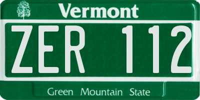 VT license plate ZER112