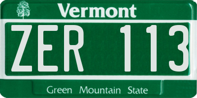 VT license plate ZER113
