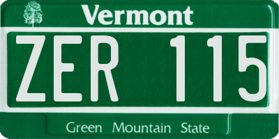 VT license plate ZER115